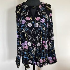 NWT Democracy button up blouse with lace detail and flare sleeves Womens XL